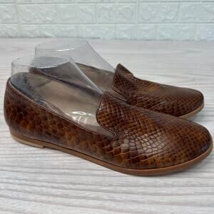 Matt Bernson Viper Designer Flats WMNS 8 Brown Snakeskin Print Leather Loafer